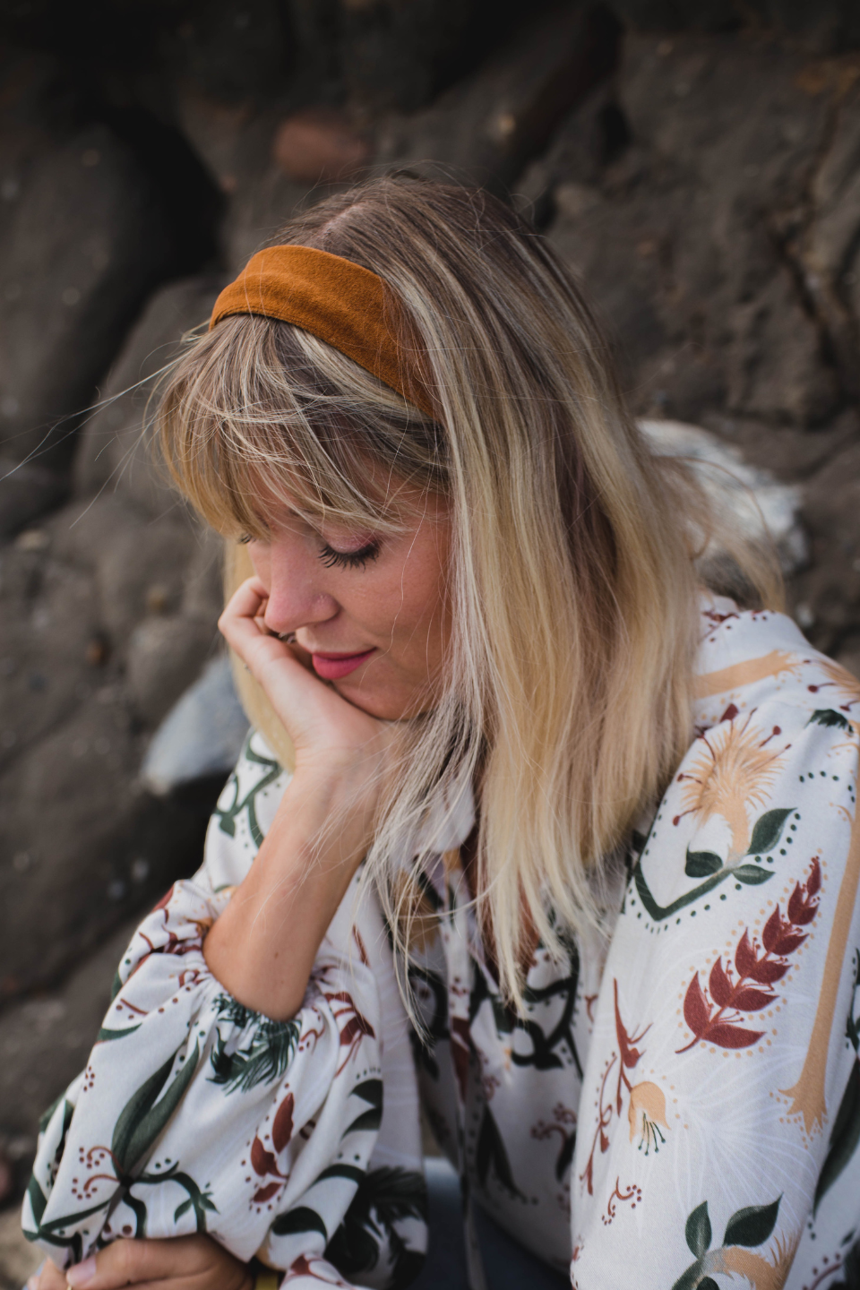 Classic Headband Midi Velvet Ochre