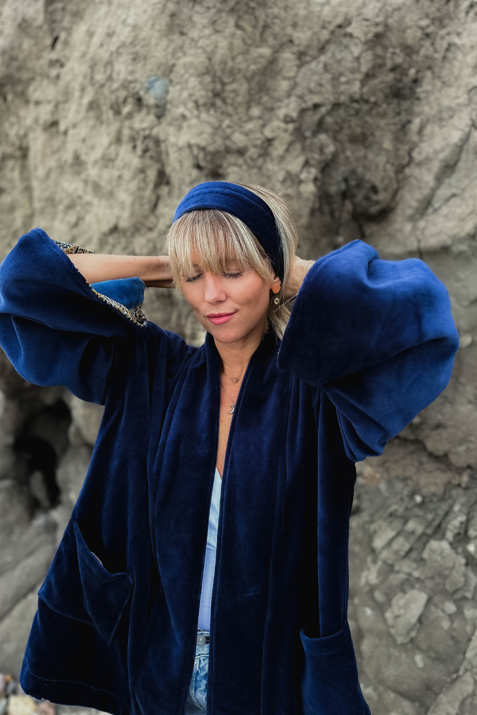 Classic Headband Maxi Velvet Navy Blue