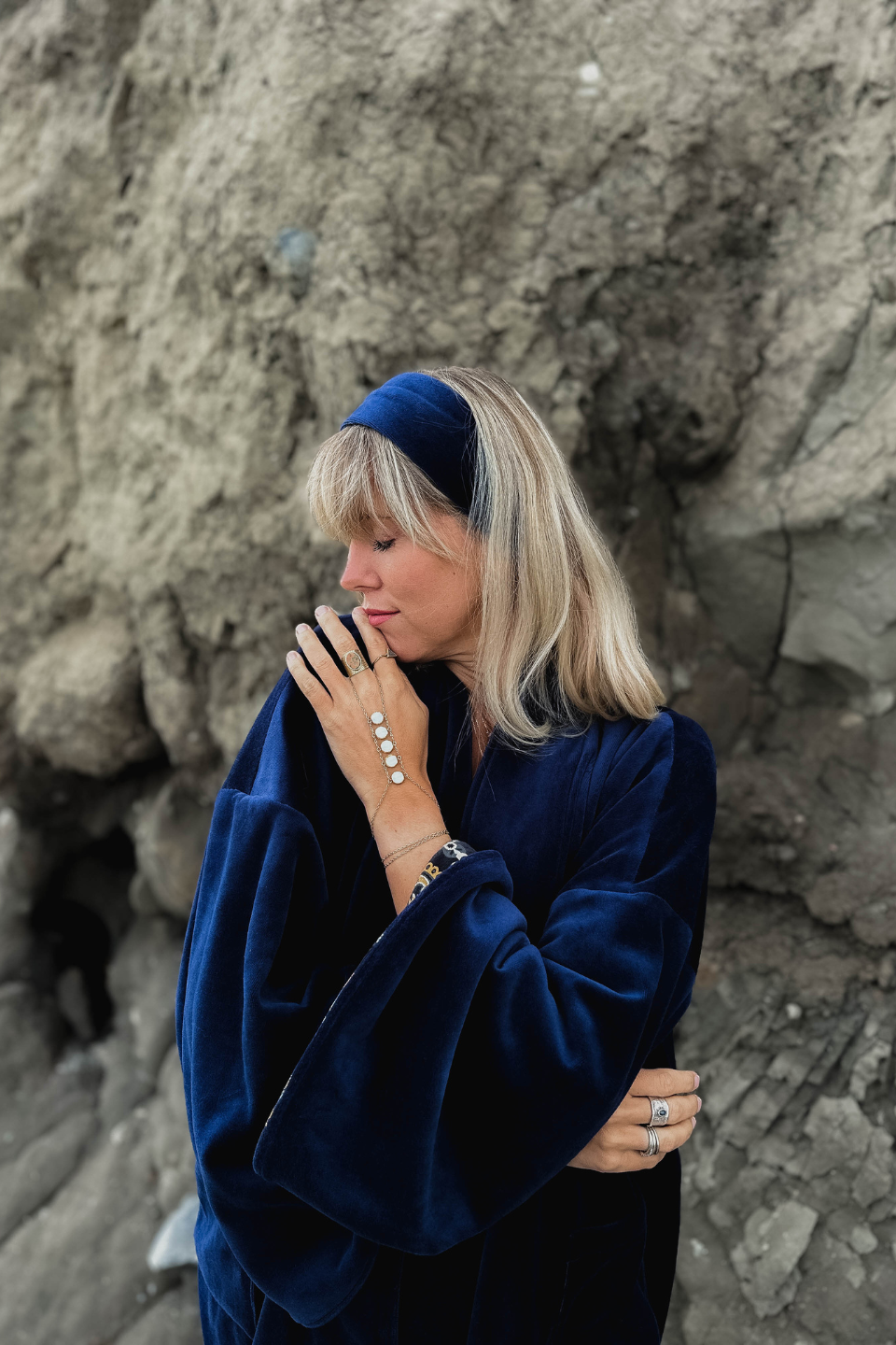 Classic Headband Maxi Velvet Navy Blue