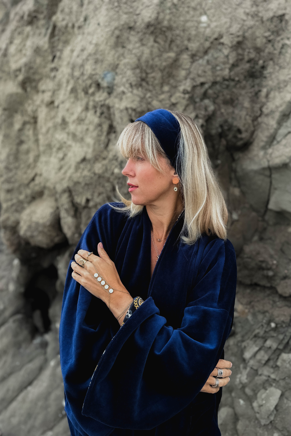 Classic Headband Maxi Velvet Navy Blue