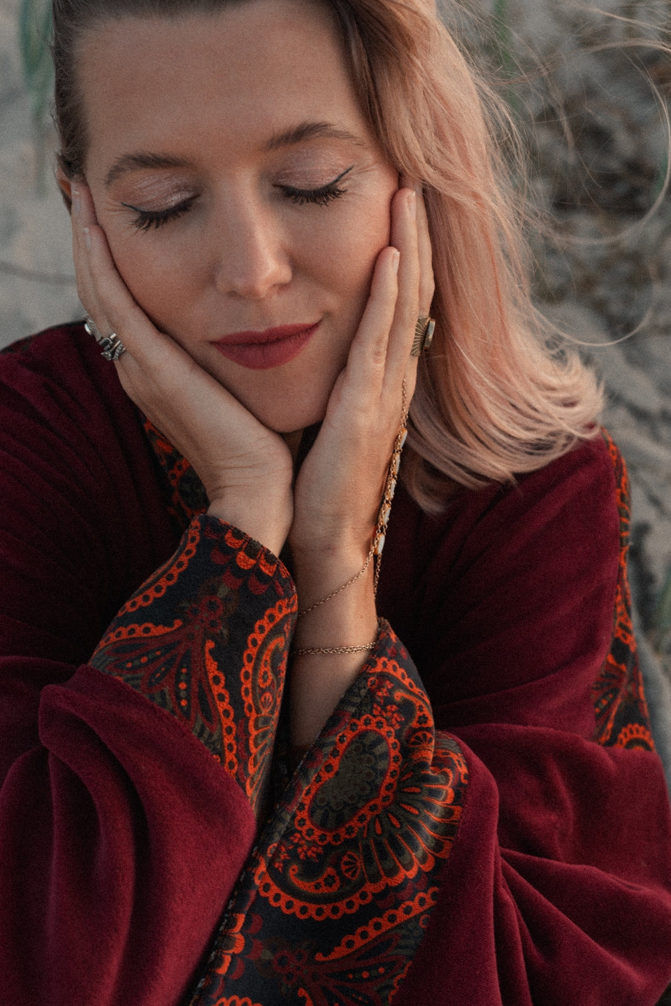 Dwustronna Kurtka Short Velvet Kimono Flames