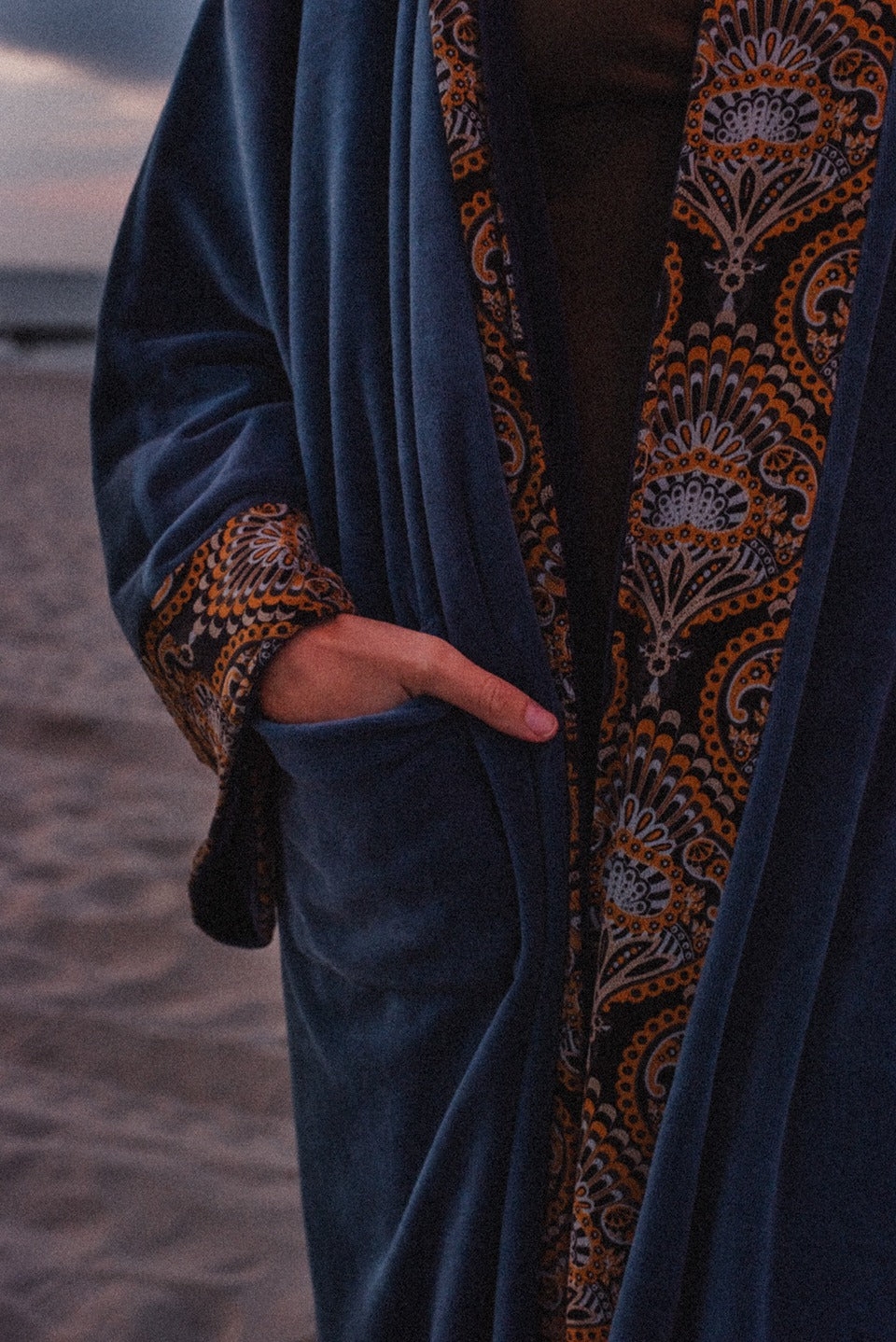 Dwustronny Płaszcz Long Velvet Kimono Stardust