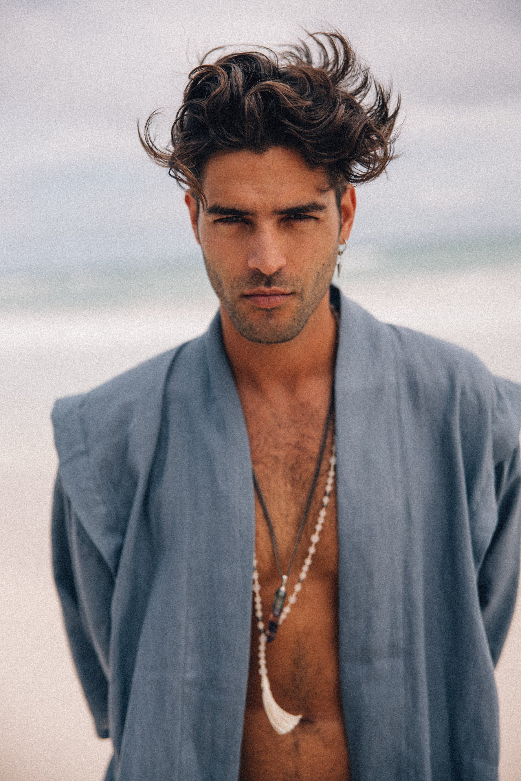 Haori Kimono For Him Linen Blue
