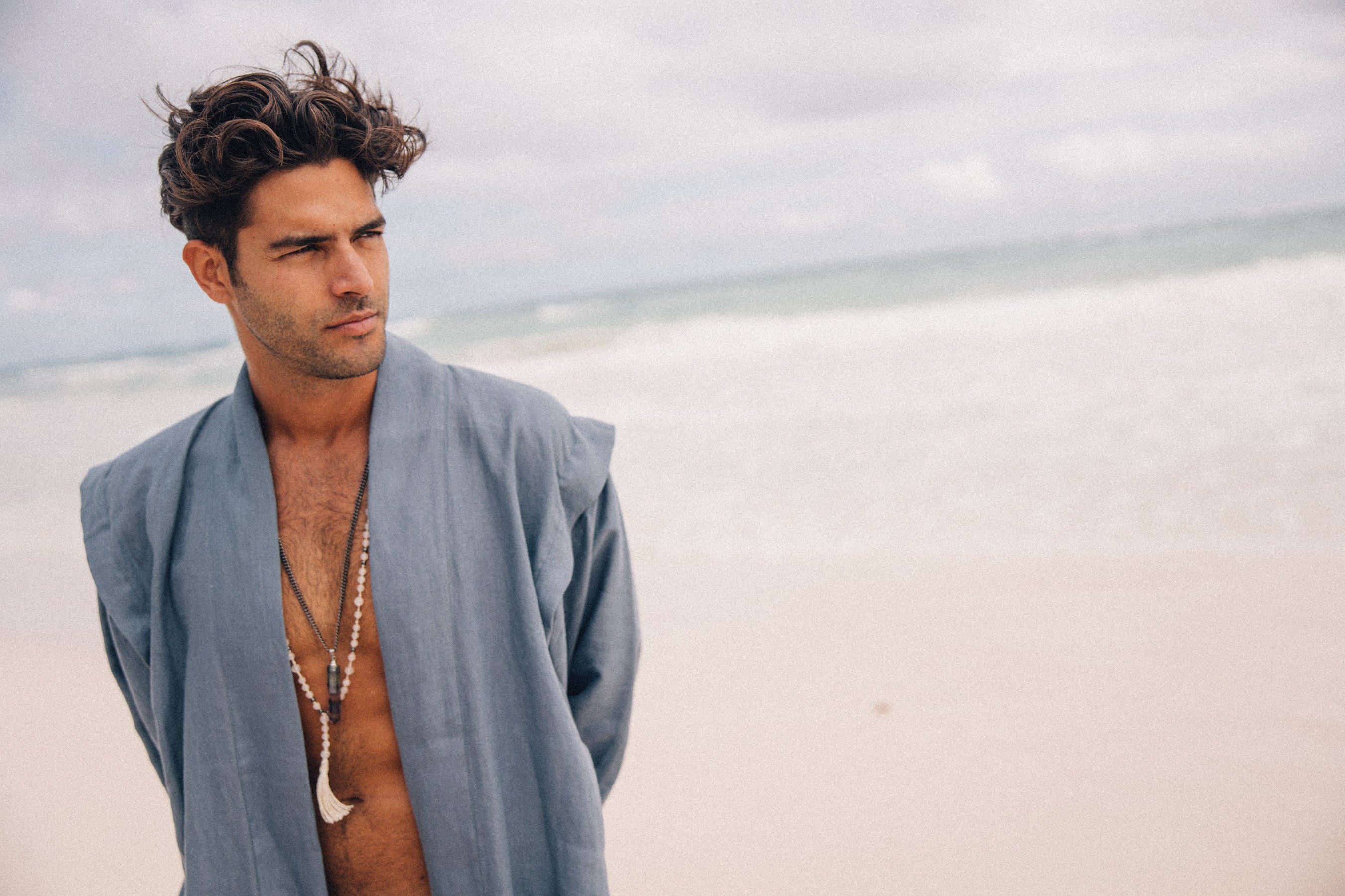 Haori Kimono For Him Linen Blue