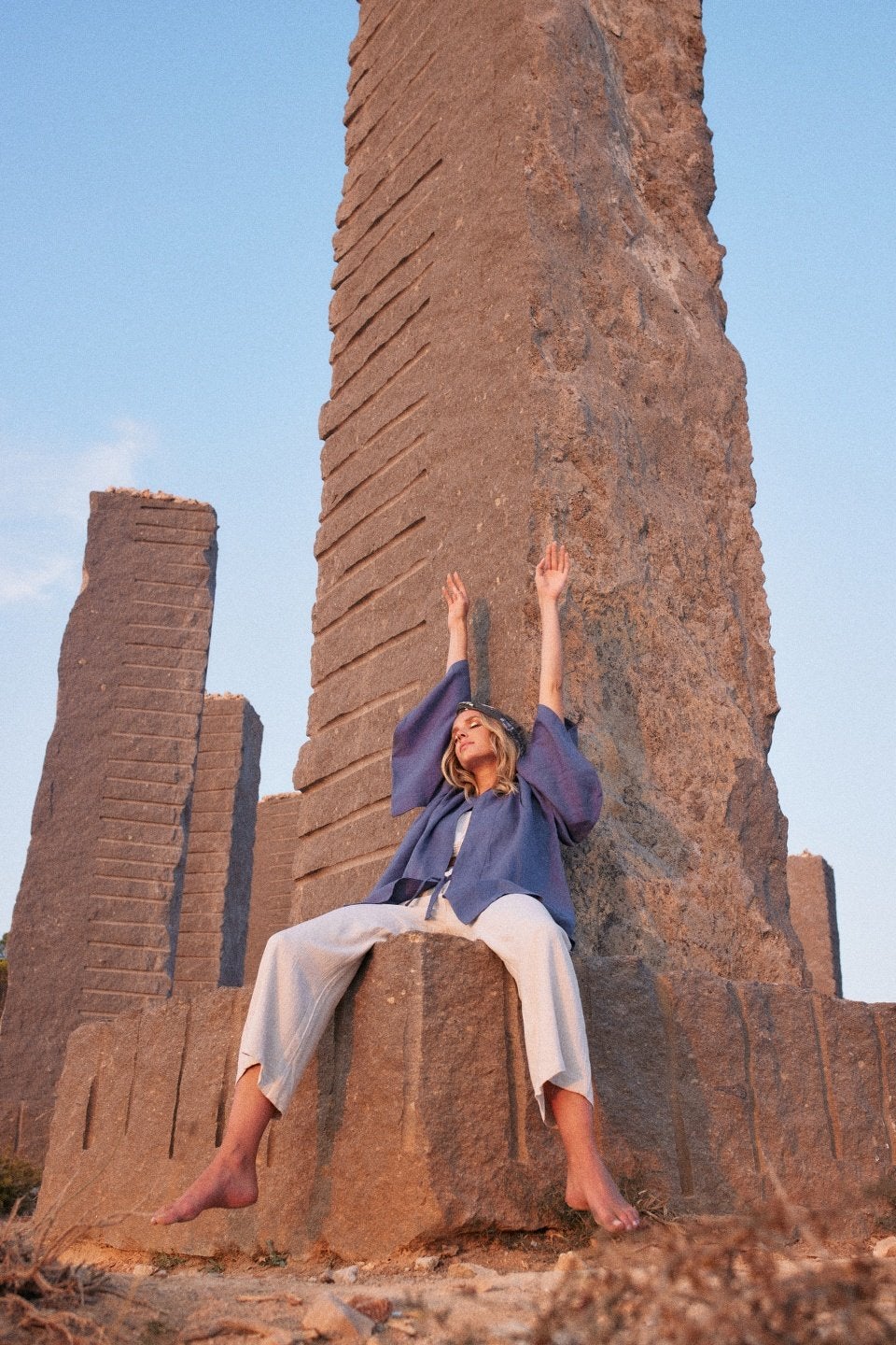 OD RĘKI Haori Kimono Linen Denim