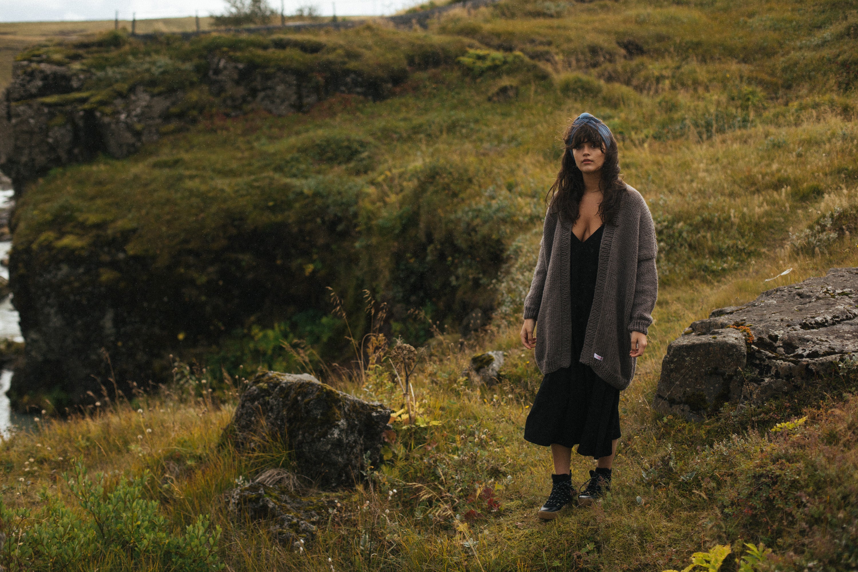 Twistband Velvet Dusty Blue