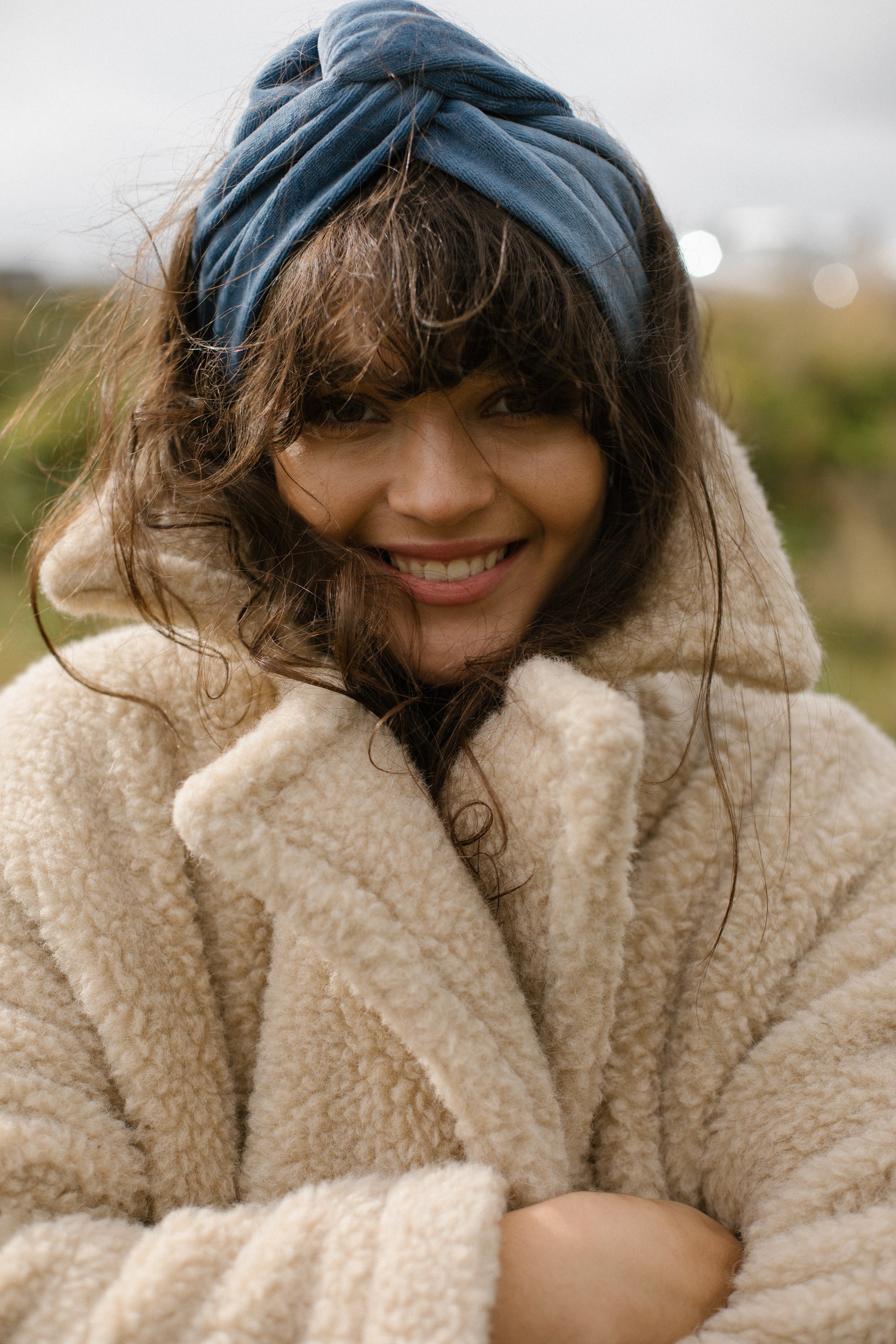 Twistband Velvet Dusty Blue