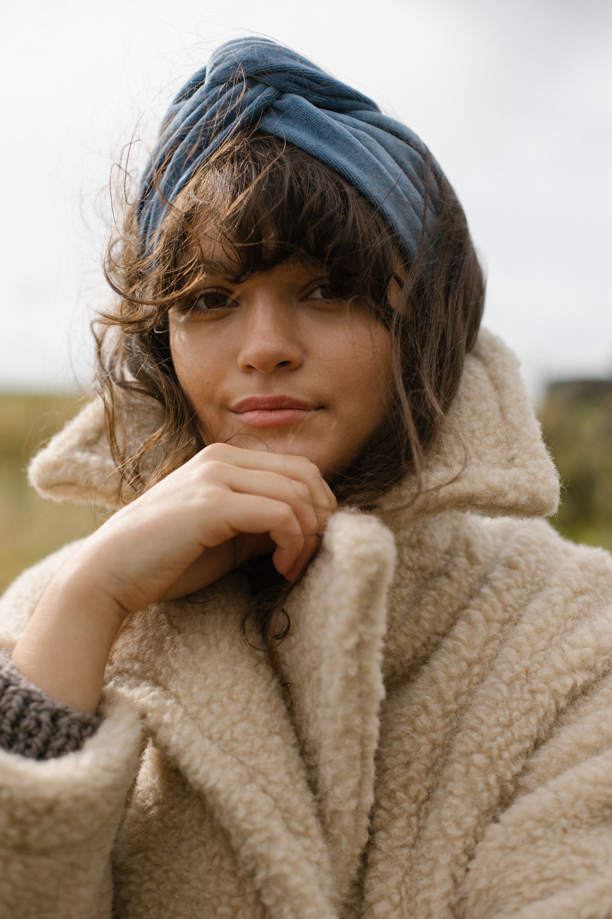 Twistband Velvet Dusty Blue