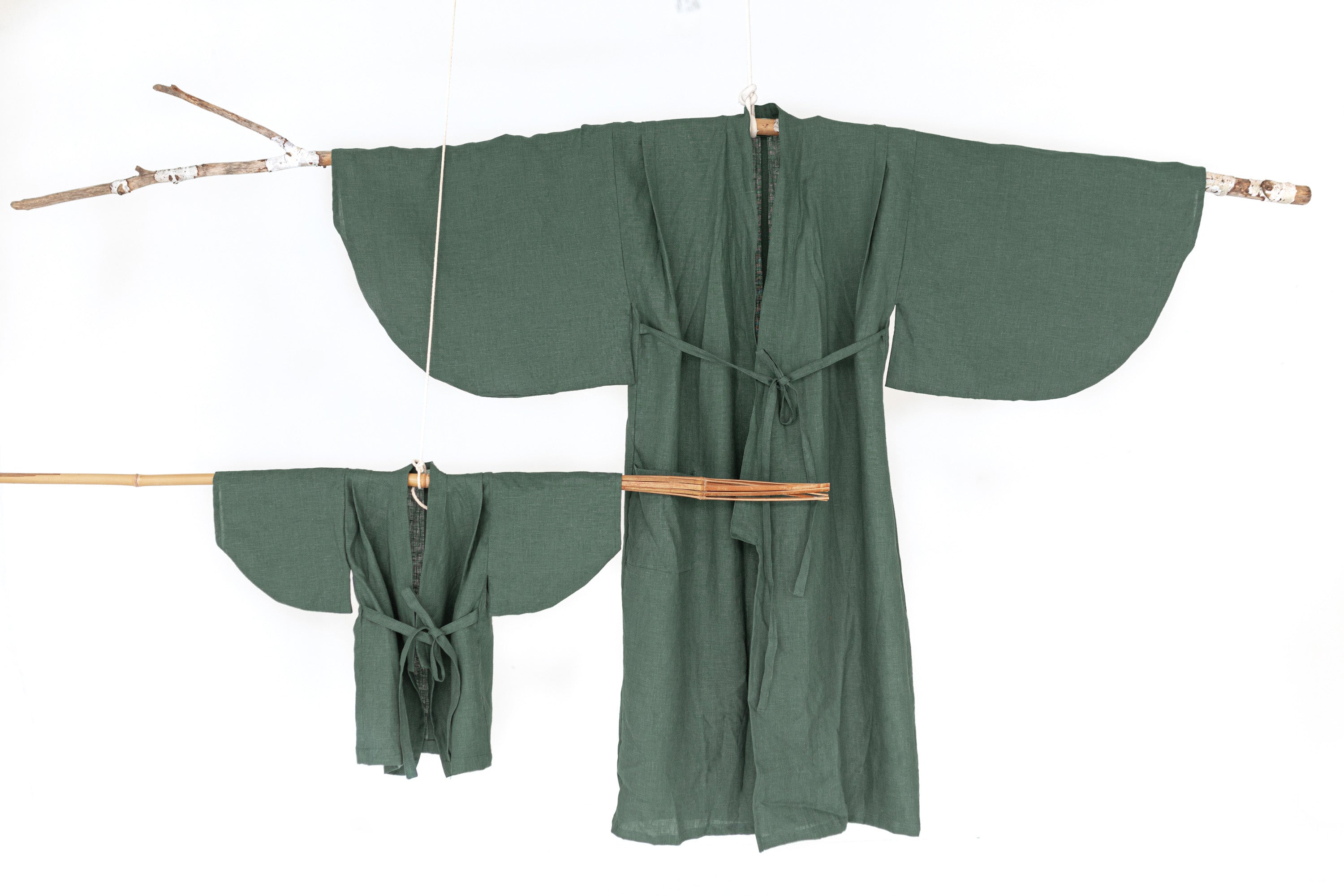 Yukata Kimono Linen Pine Green