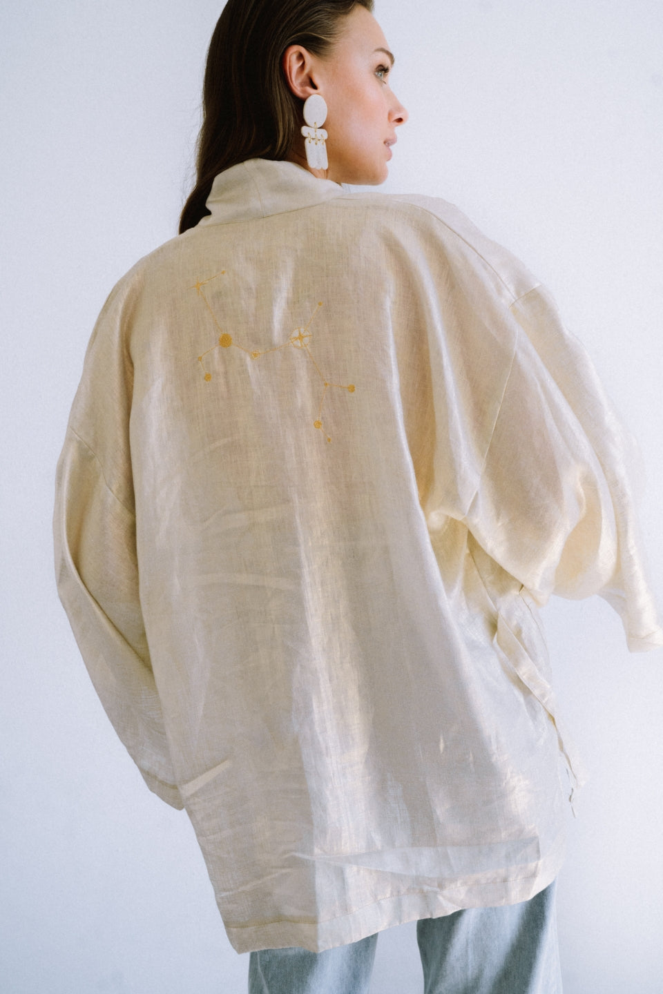 Furisode Short Kimono Golden Zodiac