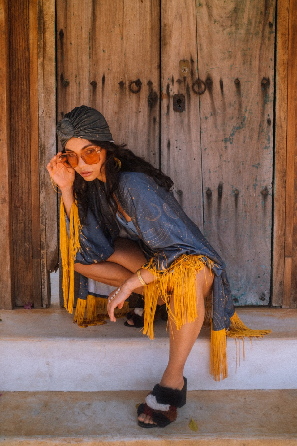 Furisode Short Kimono Embrace The Mystery Dark