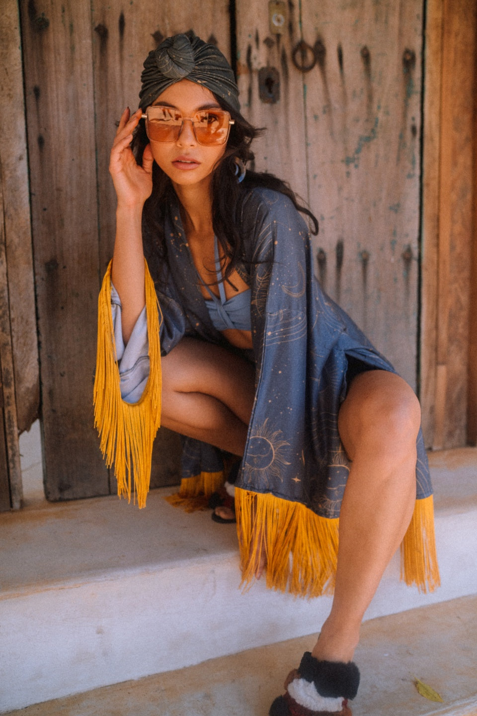 Furisode Short Kimono Embrace The Mystery Dark