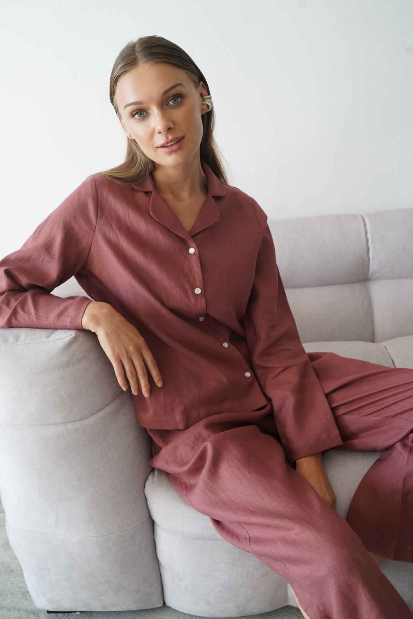 OD RĘKI Koszula z długim rękawem Linen - Black