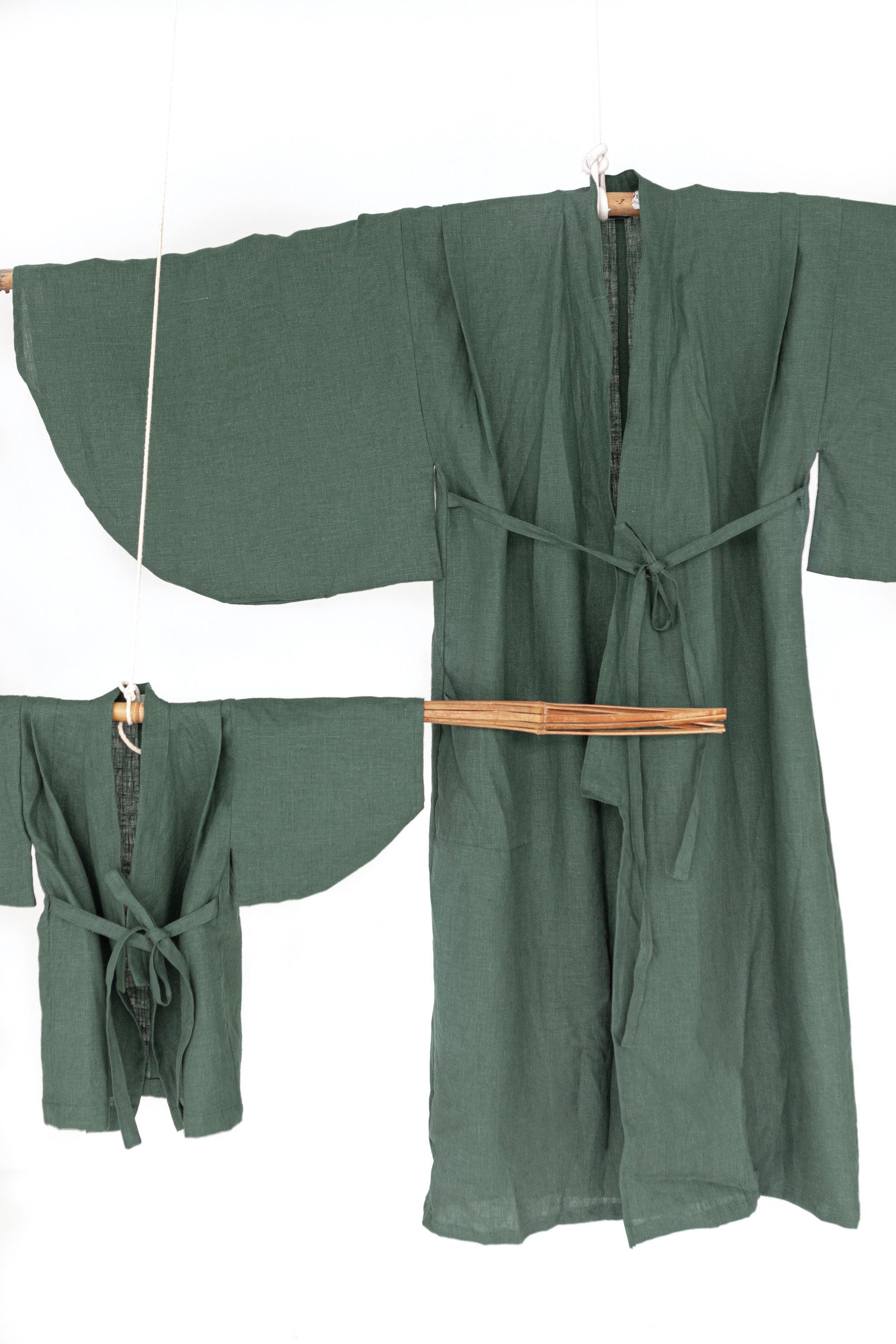 Yukata Kimono Linen Pine Green